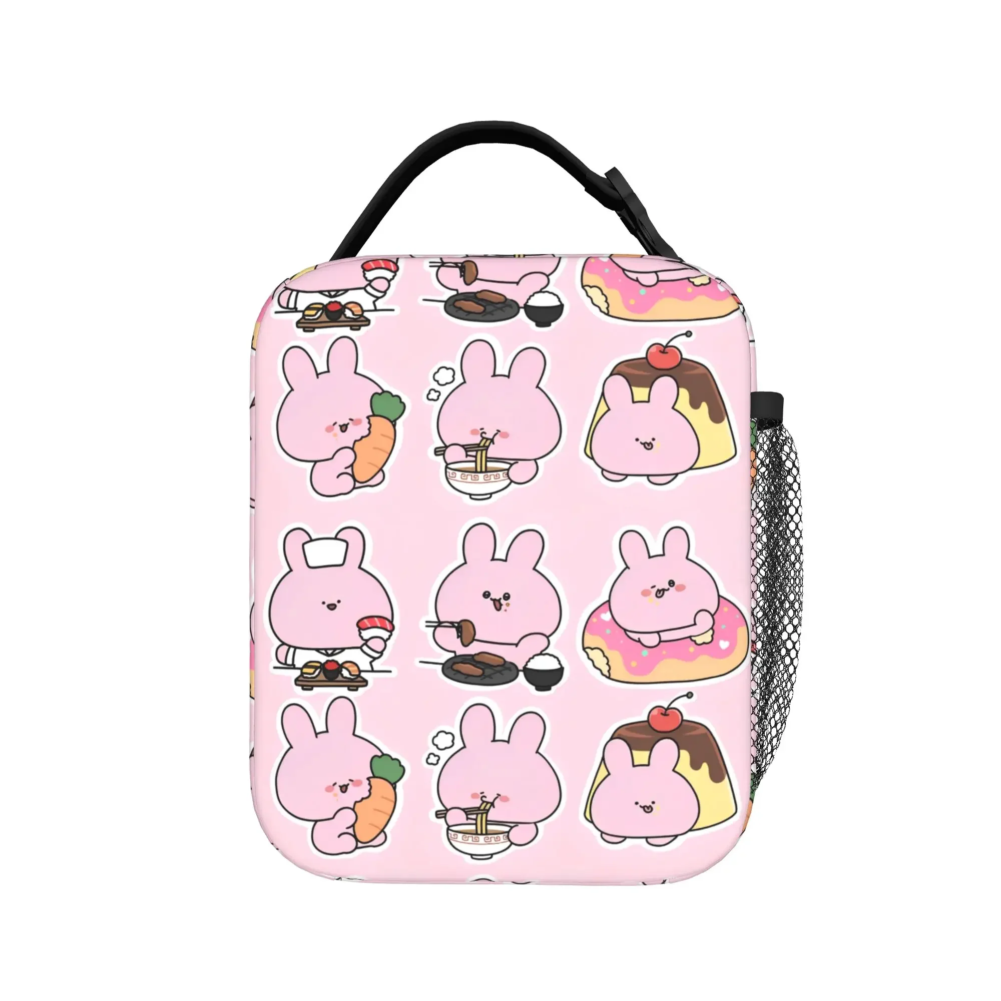 Asamimichaan Asleep Cartoon Insulated Lunch Bags High Capacity Cute Asamimi Meal Container Cooler Bag Tote Lunch Box Office