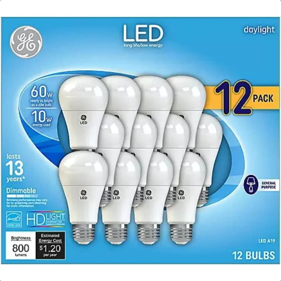 

GE Daylight 60 Watt Replacement LED Light Bulbs General Purpose Dimmable Light Bulbs Daylight 12 Pack (12)