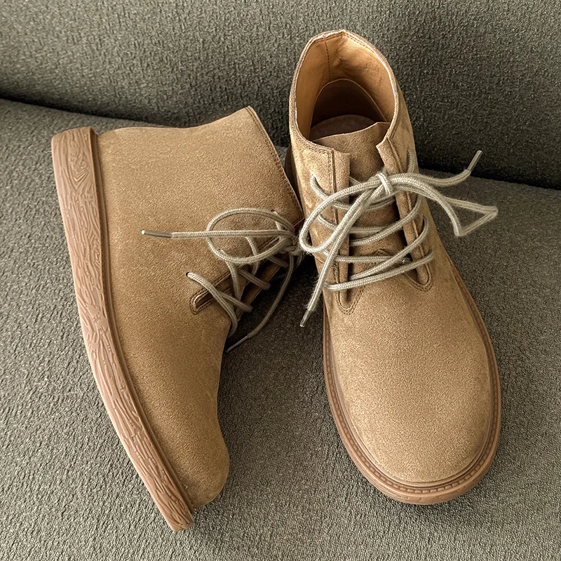 

Новые мужские ботильоны ручной работы из коровьей замши высокого качества, обувь из коровьей кожи, уличные деловые рабочие ботинки, ботинки челси