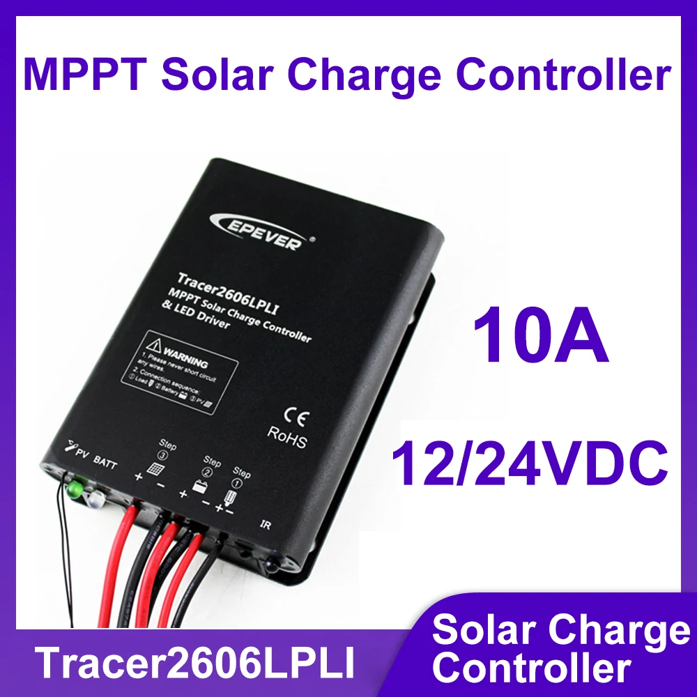 

Контроллер заряда EPEVER Tracer2606LPLI/Tracer2610LPLI 10A MPPT с LED-драйвером, макс. напряжение фотоэлектрических панелей 60В/100В, регулятор для солнечных уличных фонарей