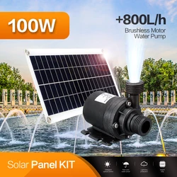 100W 800L/H Solar Panel Power Bank WaterPump Set Ultra-quiet Submersible Water Pump Motory Fish Pond Garden Fountain Decoration