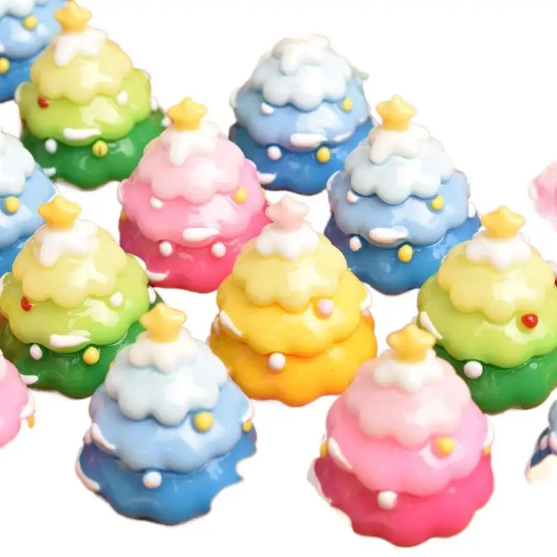 5 stks Mini Kleurverloop Kerstboom Taart Voedsel Speelcrème Lijm DIY Hars Widgets Kerst Scène Decoratie