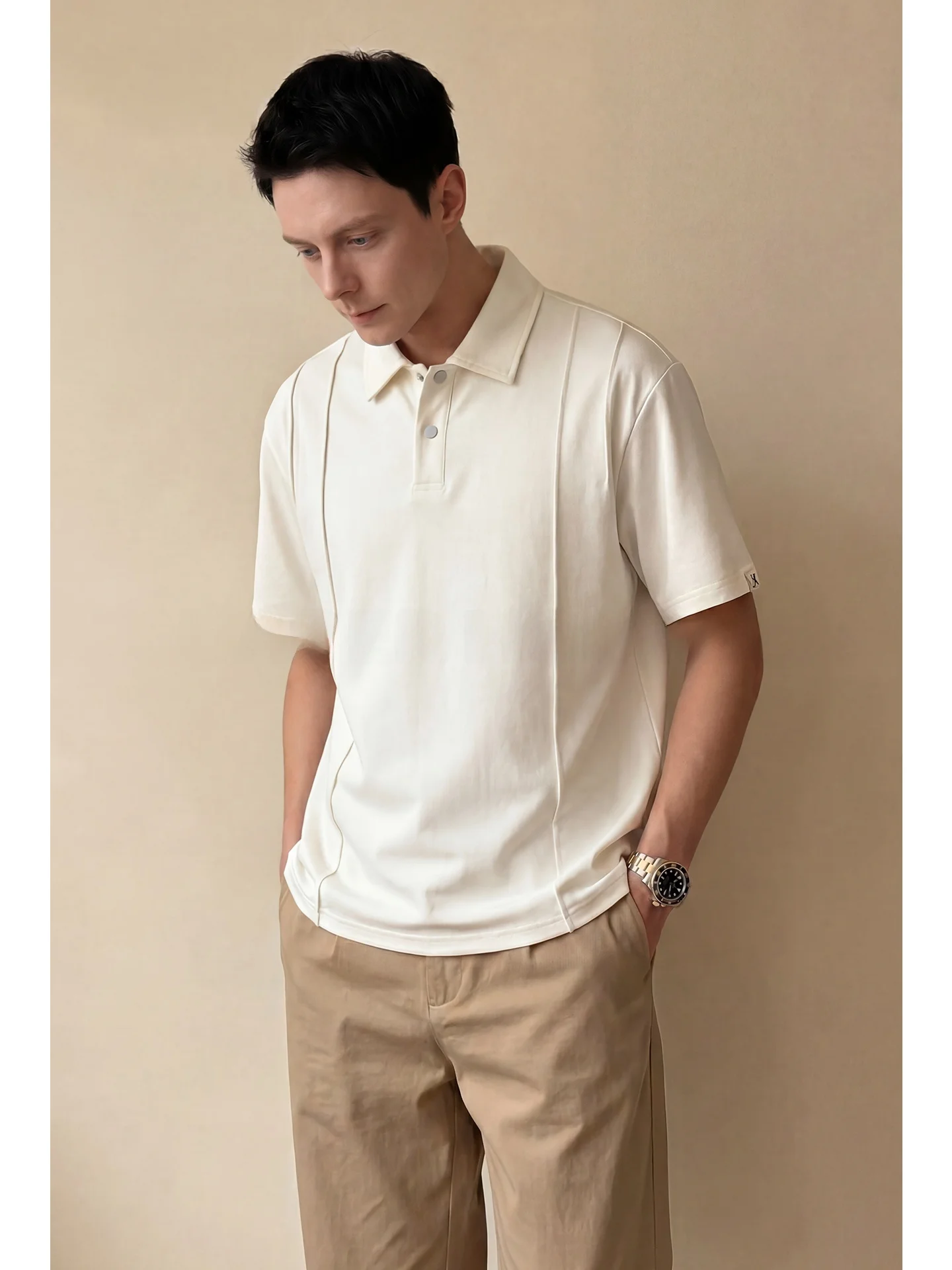 Cool Feeling High Yarn  Shirt Short Sleeve Men's Summer Versatile Casual Commute T-Shirt Upper Body Standard Fit Fashion ...