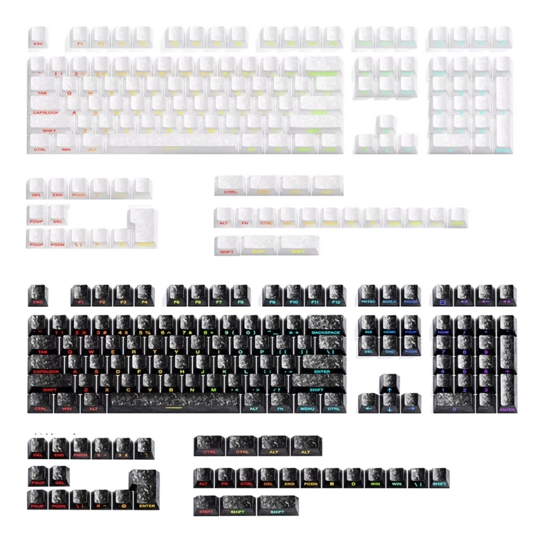 Tastenkappen-Set für mechanische Tastaturen mit Kohlefaserstruktur, seitlichem Textaufdruck, OEM-Profil, 140-Tasten-Abdeckung – Detail 1
