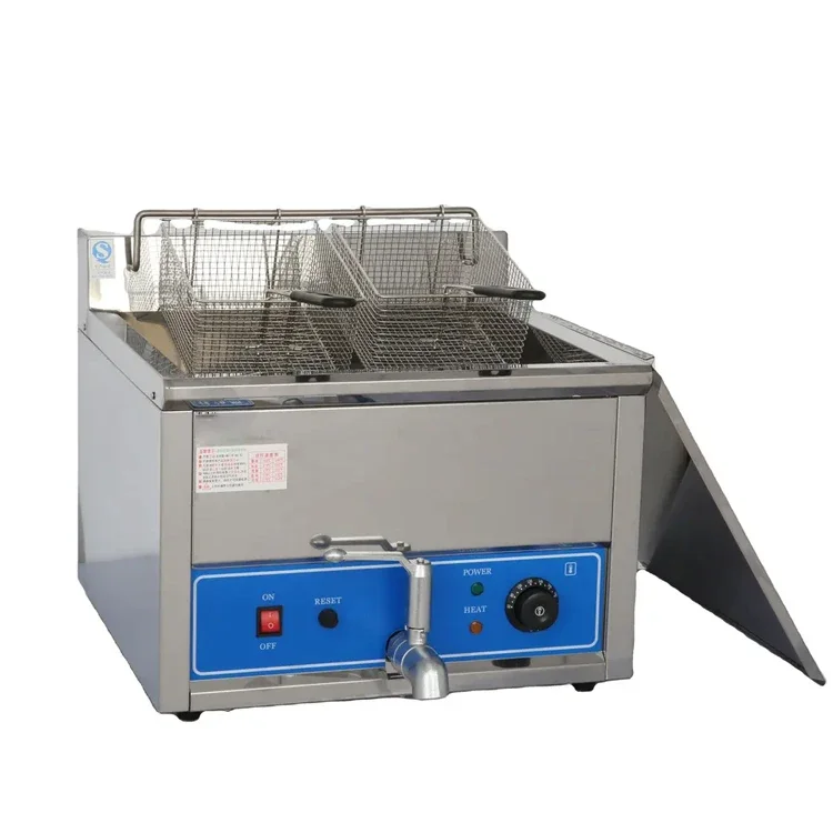 Commercial Single Tank Fryer Best Selling Kitchen Stainless Steel Tabletop Double Screen Fryer Equipment Electric Fryer