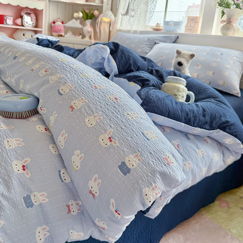2026 Ins Dopamine Polka Dot Bedding Set, Twin Queen Size Bed Sheet with Pillowcase Class A for School Dormitory Decor No Filling