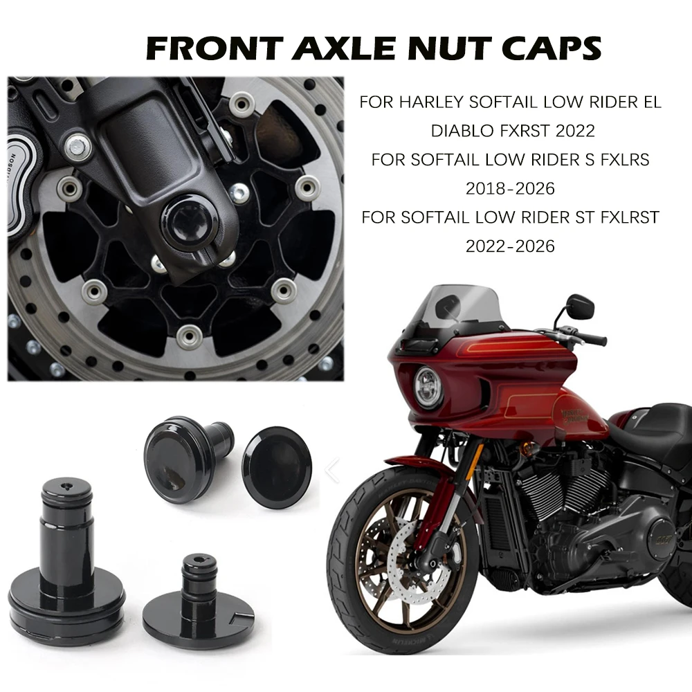 

New Motorcycle Front Axle Nut Caps For Softail Low Rider S FXLRS Low Rider ST FXLRST Low Rider El Diablo FXRST 2018-2026