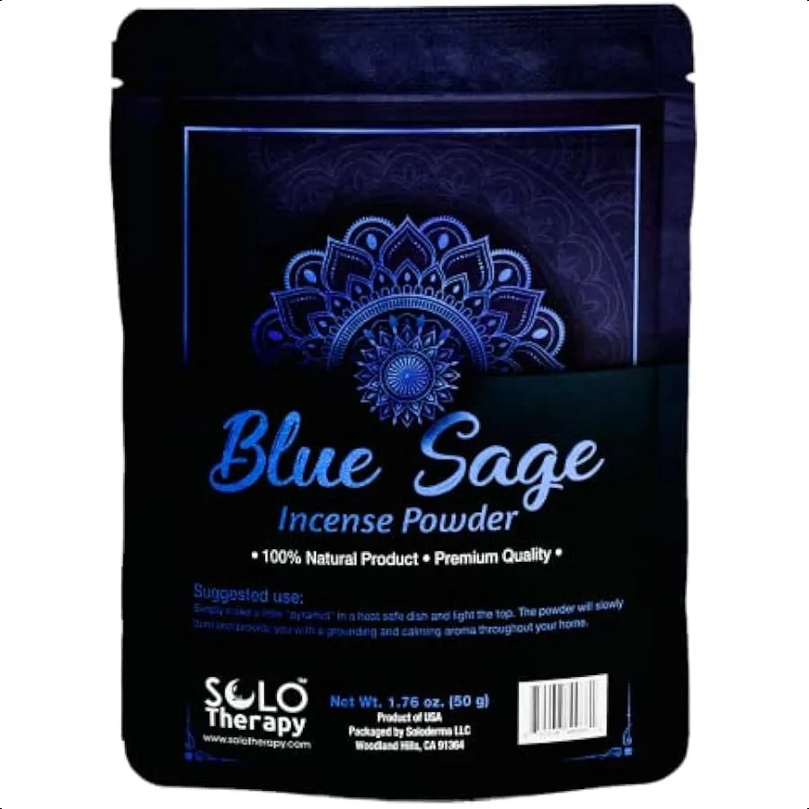 

Blue Sage Incense Powder 50 Grams Premium Quality 100% Natural Sacred Space Natural Incense Loose Incense Product of USA Blue S