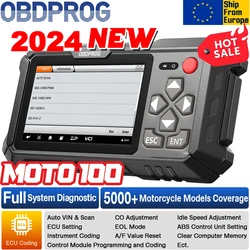 OBDPROG MOTO 100 Motorcycle Scanner Full System Diagnosis ECU Coding 5000+ Motorcycle Models Coverage  Auto Motorcycle Analysis