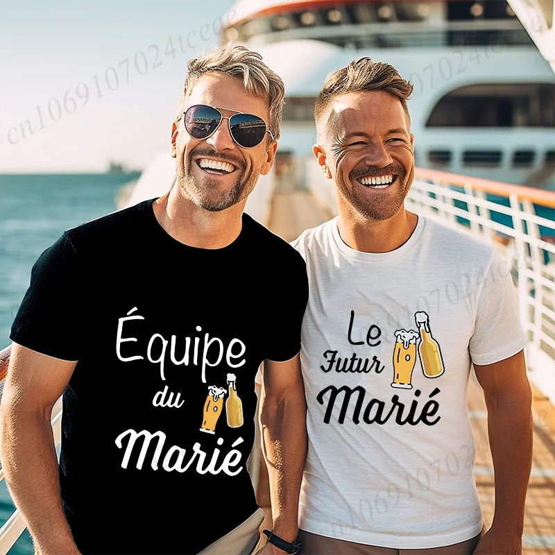 Beers for The Groom Squad T-shirt French Evg Team Future Groom Best Man Tshirt Boyfriend Bachelor Party Tees Wedding Clothing image 3