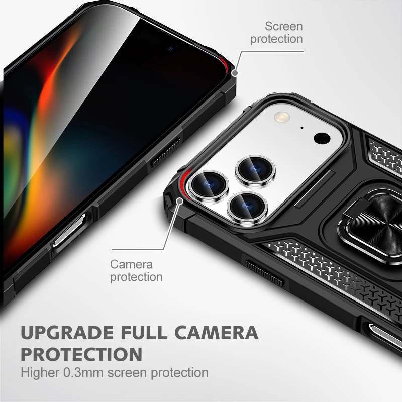 Funda de moda con soporte de anillo y soporte para Iphone 17 Pro Max 17 Air Iphone17, funda para teléfono móvil de doble capa para iphone 17