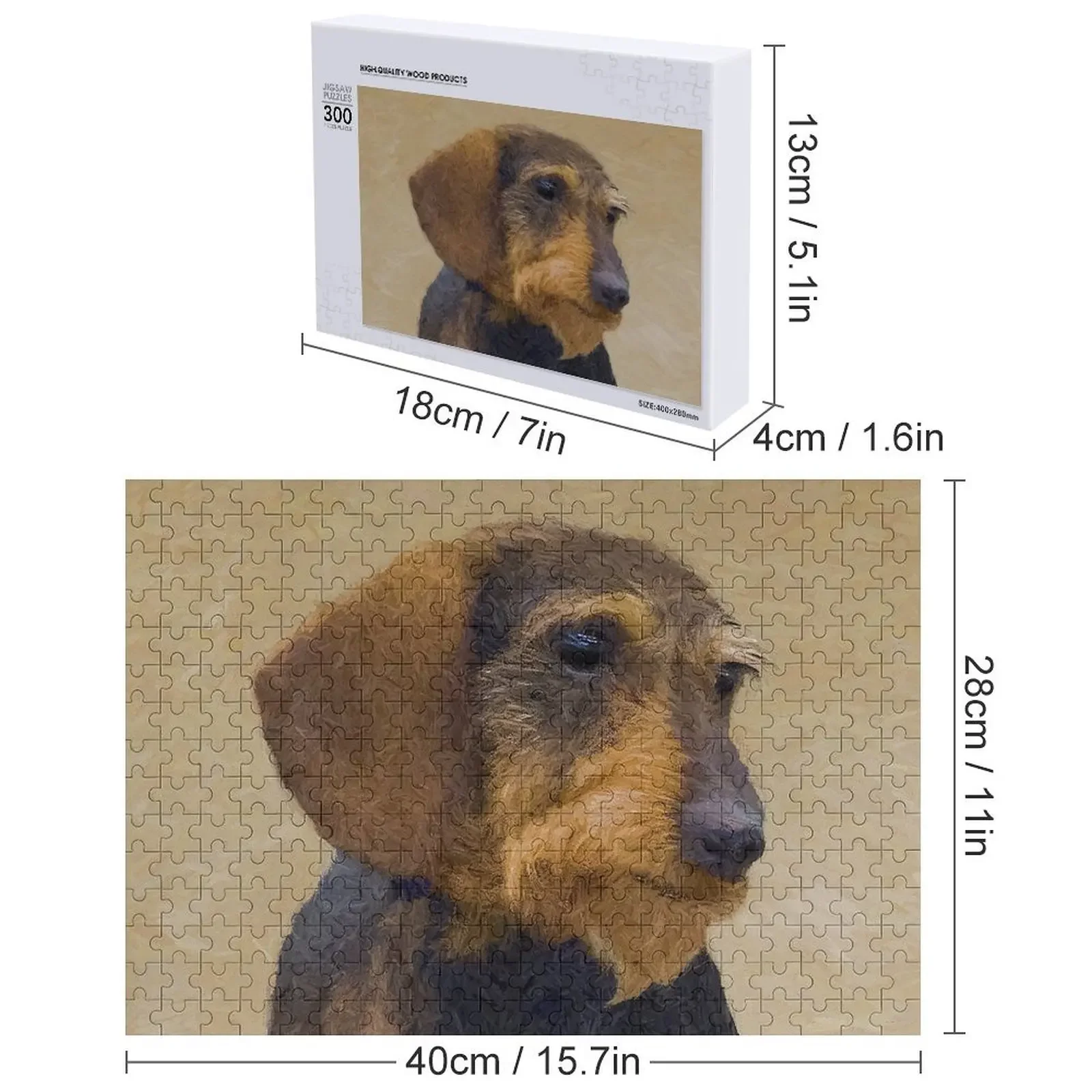 Dachshund (Wirehaired) Jigsaw Puzzle Custom Wood Personalised Name Puzzle