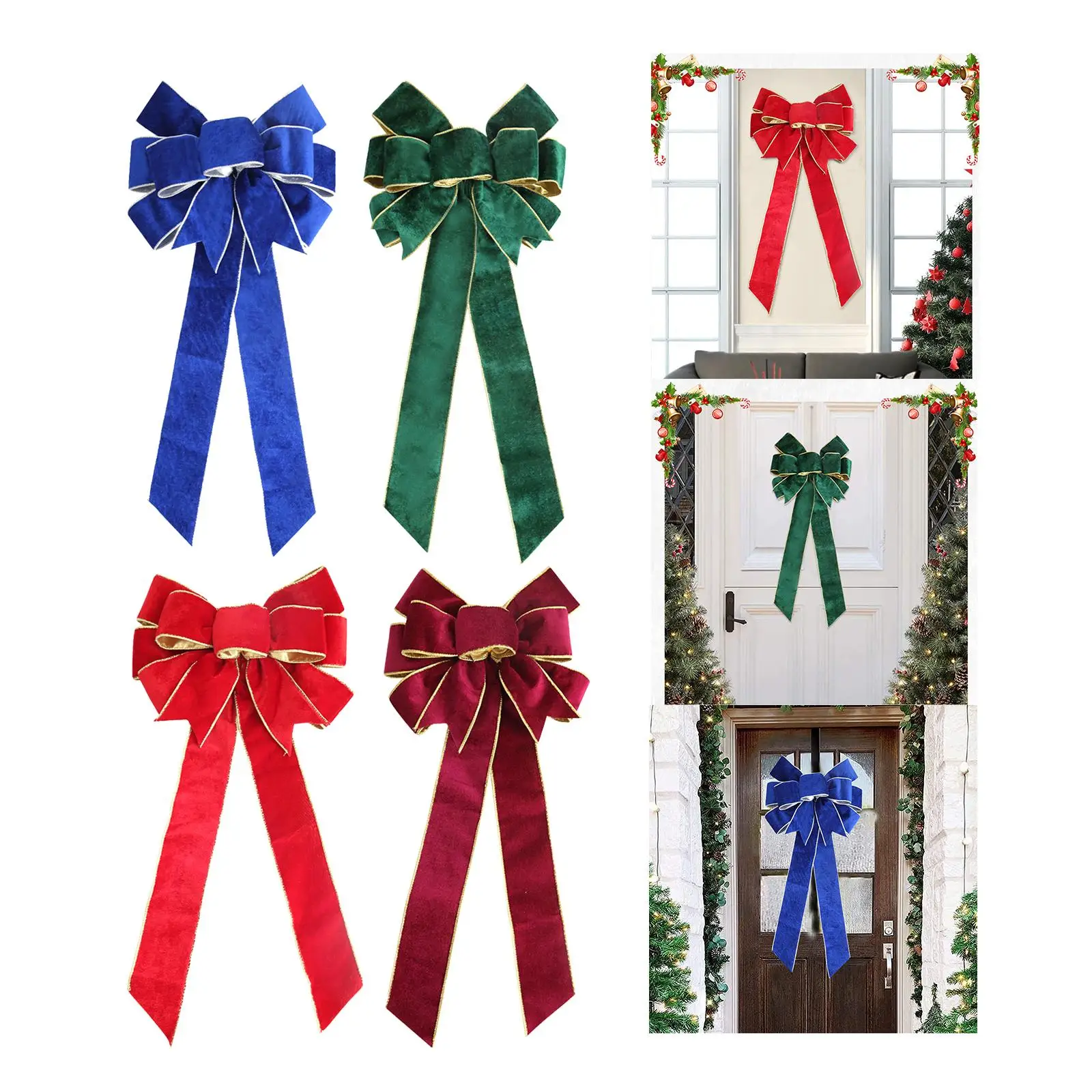 Christmas Bowknot Decorative Fancy Pendant Craft Embellishment for Backyard Scene Layout Gift Holiday Party Supplies