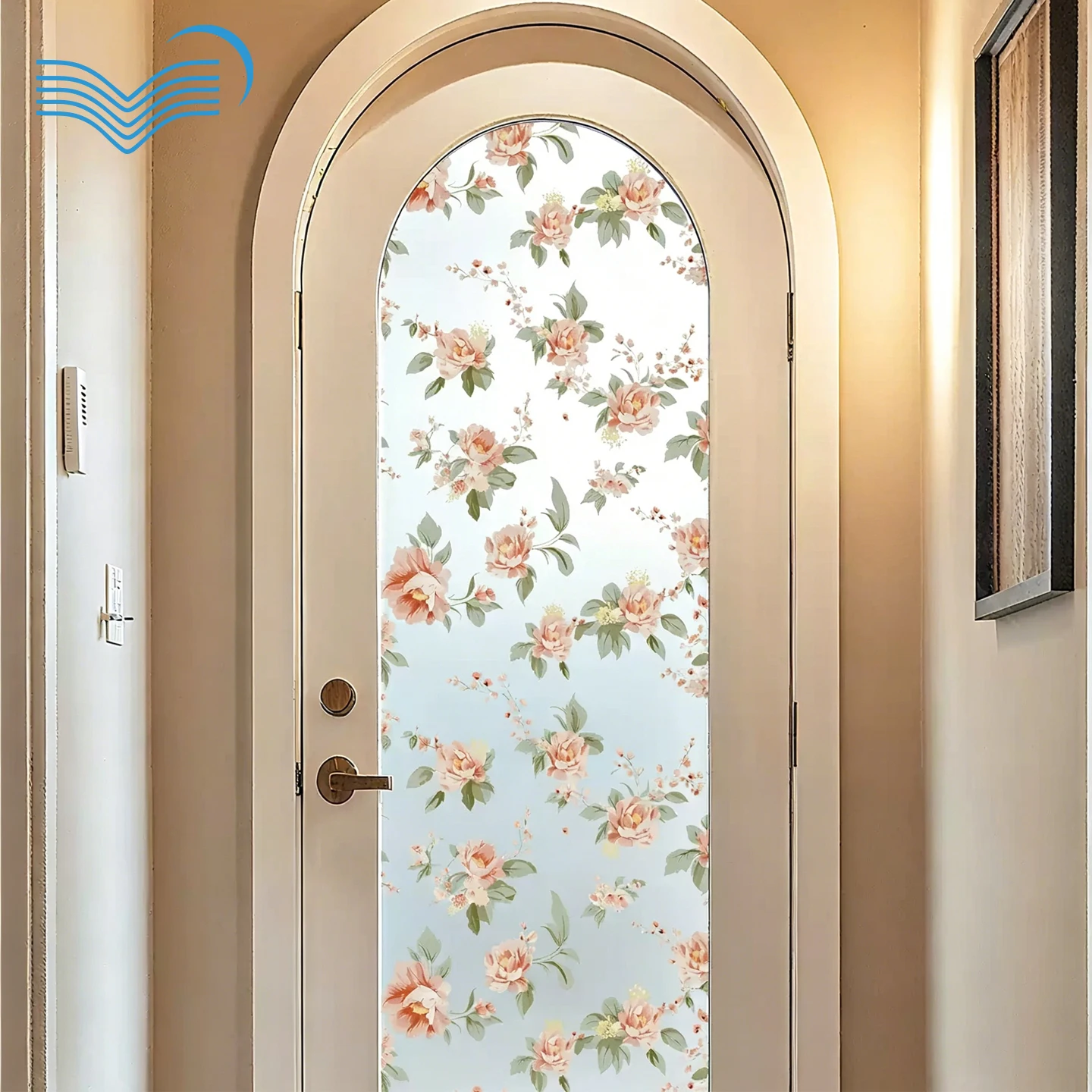 Vintage Peony Floral Window Film Static Cling & Self Adhesive Glass Sticker Anti-peep Decor For Bedroom Bathroom Door& Window