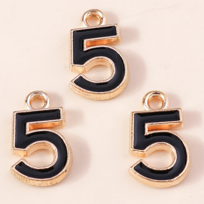 

10pcs 9x15mm Cute Enamel Number 5 Charms Pendants for Jewelry Making Drop Earrings Necklaces Bracelets DIY Crafts Accessories