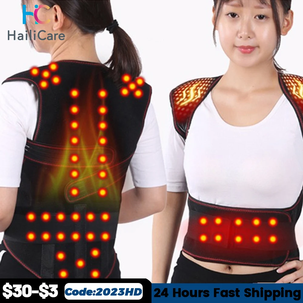 Magnetic Back Support Magnets Heating Therapy Belt Waist Brace Posture Corrector Spine Back Shoulder Lumbar Posture Correction