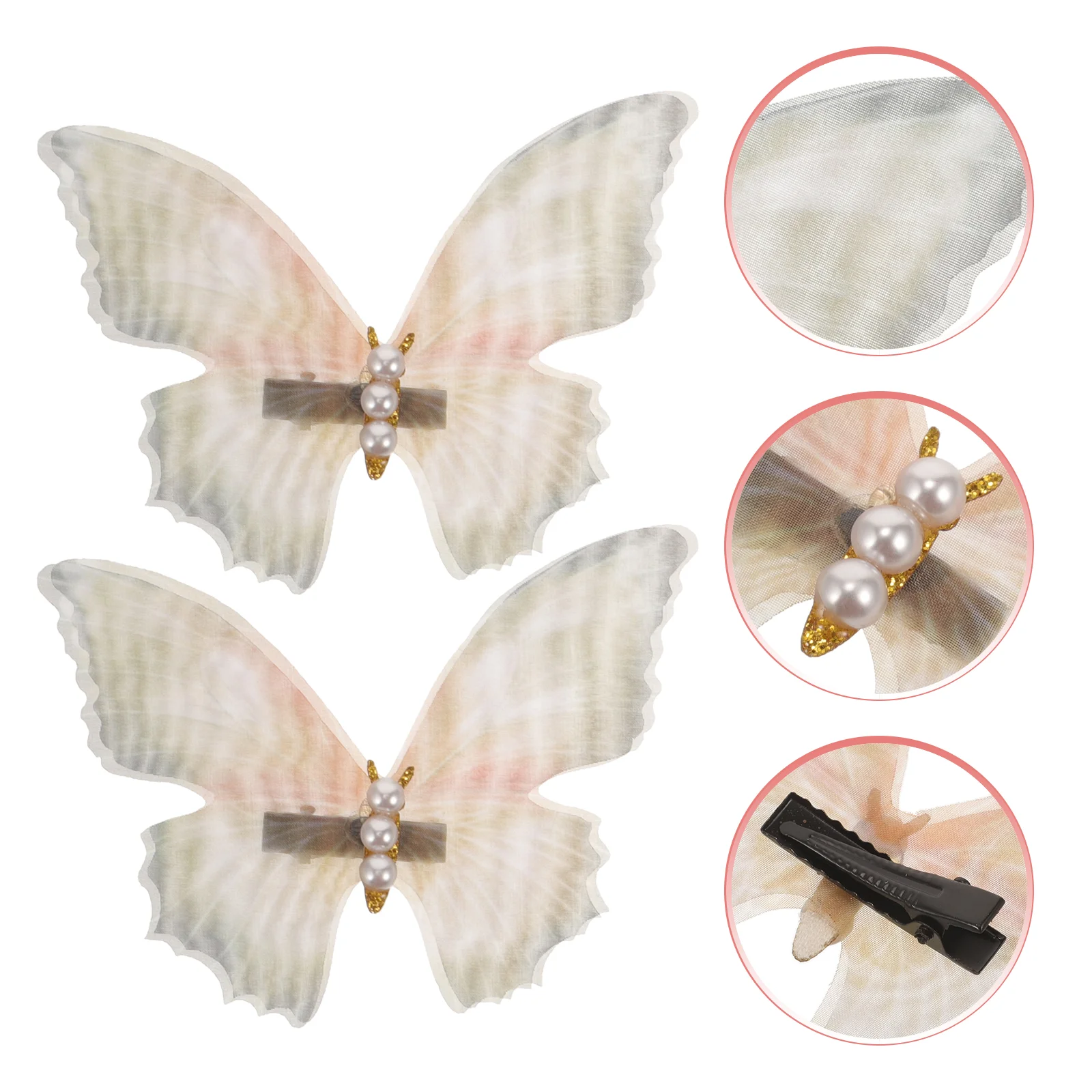 2 uds. Pinzas para el pelo de mariposa y perlas, pasadores para mujer, accesorios de hadas de moda finos y elegantes, estilo decorativo