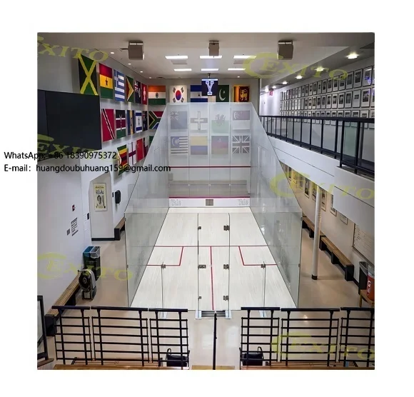 EXITO High Quality Raquetas De Squash Indoor Single Double Squash Rackets Court with Four Vertical Walls Glass Installation