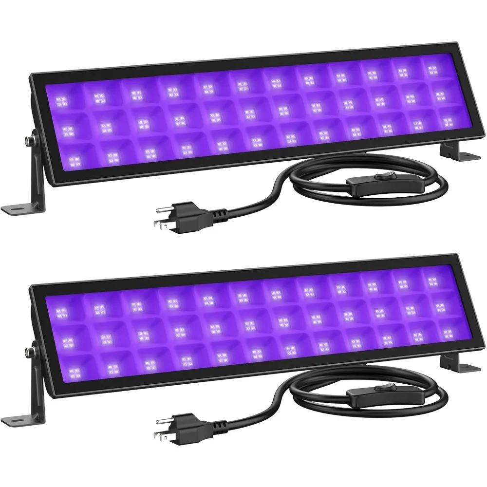 

Black Light Bar, LED Blacklight with Plug and Switch, Black Light Flood Light, IP66 Waterproof for Glow Party, 2 Pack 72W