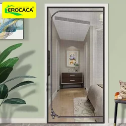 EROCACA Black Reinforced Cat screen Door Baby gate Thickened Pet Resistant Mesh Screen Door with Zipper for Living Room Bedroom