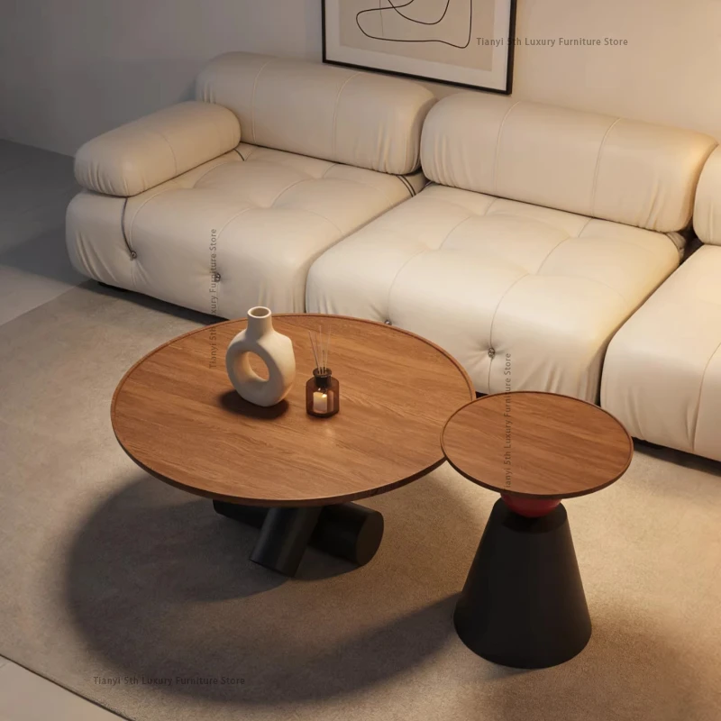 

Vintage style creative coffee table Nordic living room central round small tea table combination designer home furniture FYCT