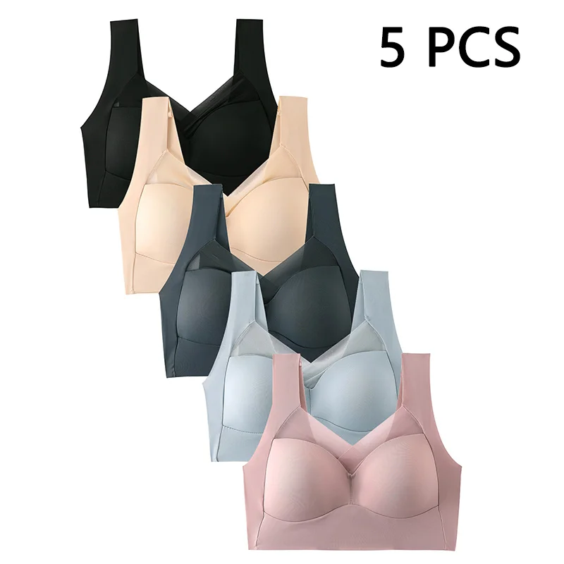 Sujetador Sexy sin costuras para mujer, ropa interior femenina antiflacidez y sin anillo de acero, chaleco deportivo para correr, Top de tubo a prueba de golpes, 5 uds.