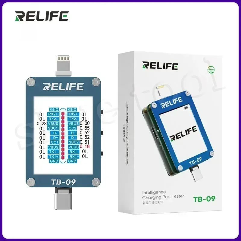 RELIFE TB-09 Charging Port Tester Tail Plug Dock Support Lightning and Type-C interface devices for IPhone HUAWEI Samsung XM