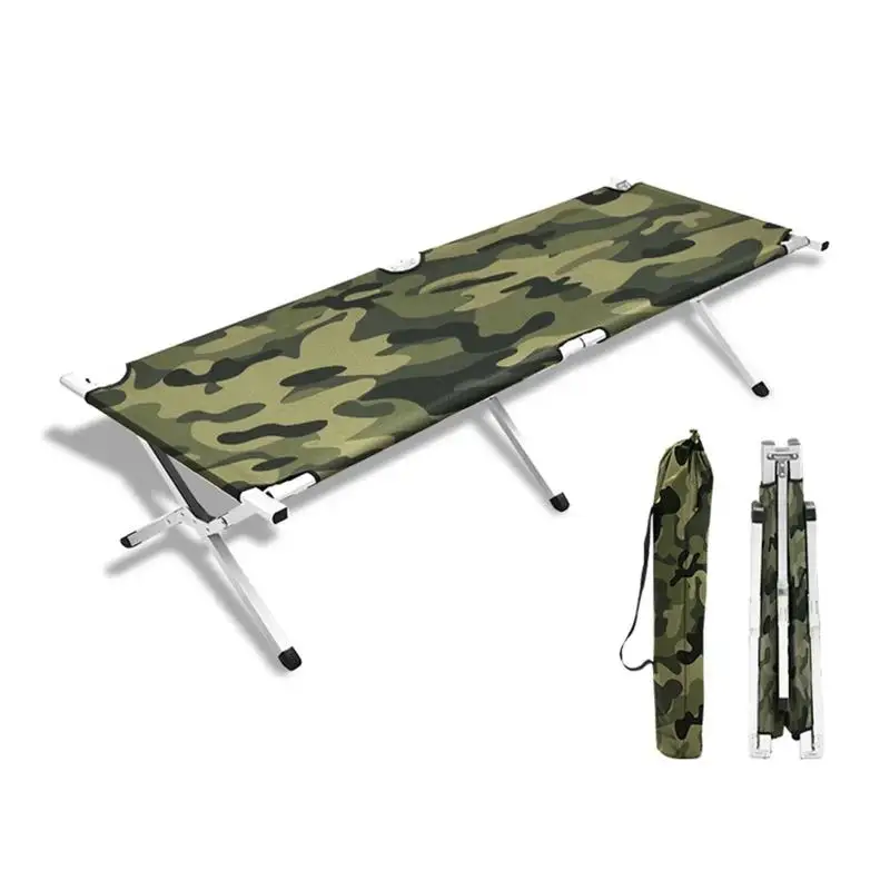 Camping Folding Bed Multifunctional Outdoor Tent Portable Iron Folding Cot Sleeping Bed for Hiking Travel Office Self Driving