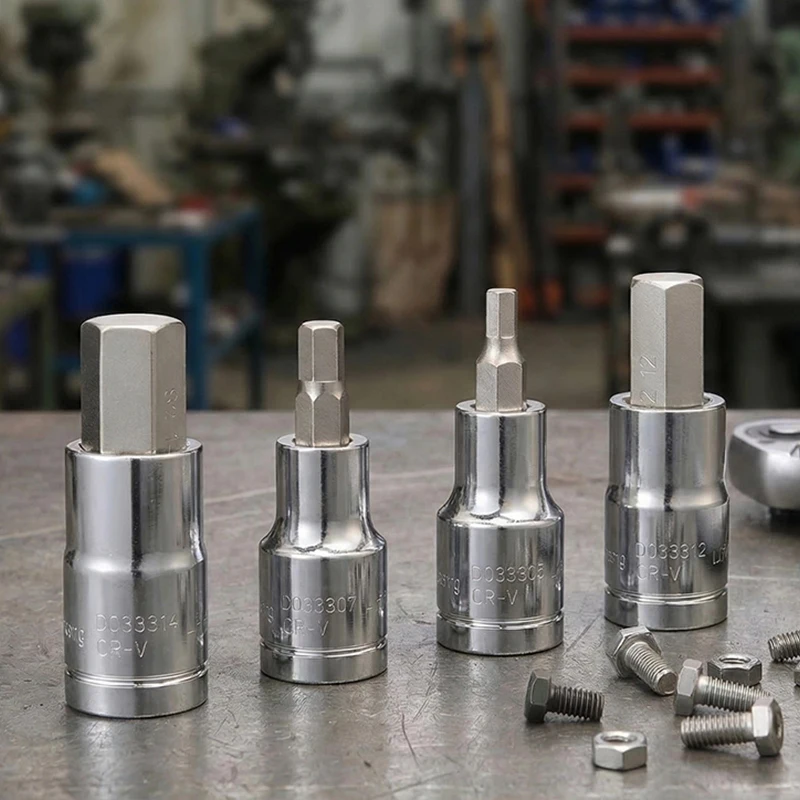 12.5mm Series 58mm Hex Socket Set - Chrome Vanadium Steel & S2 Bits, 4-17mm Sizes, High Hardness, Durable Precision Tool