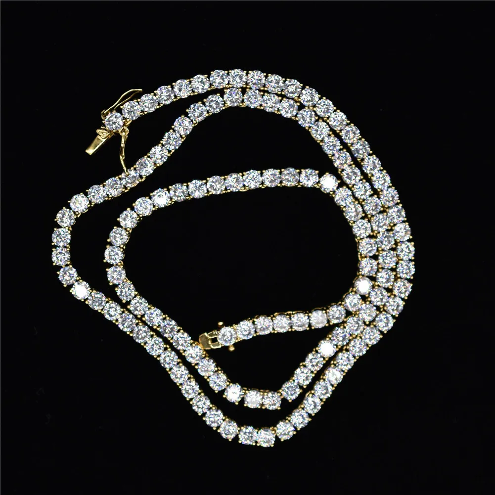 Wholesale 3mm 4mm 5mm 1 Row Shiny Tennis Chain Men Hip Hop Iced Out Bling CZ Necklace Jewelry Gold Silver Color Charm Gift