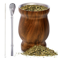 3pcs 8oz Yerba Mate Cup Set Yerba Gourd Cup 304 Stainless Steel Double Wall Mate Coffee Mug With Cleaning Brush and Bombillas