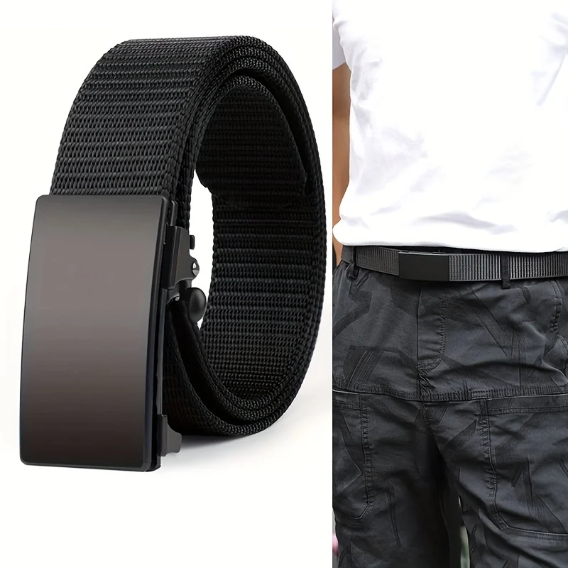

New Men's Canvas Belt Simple Automatic Buckle Casual Versatile Pants Belt Military Training Outdoor Belt