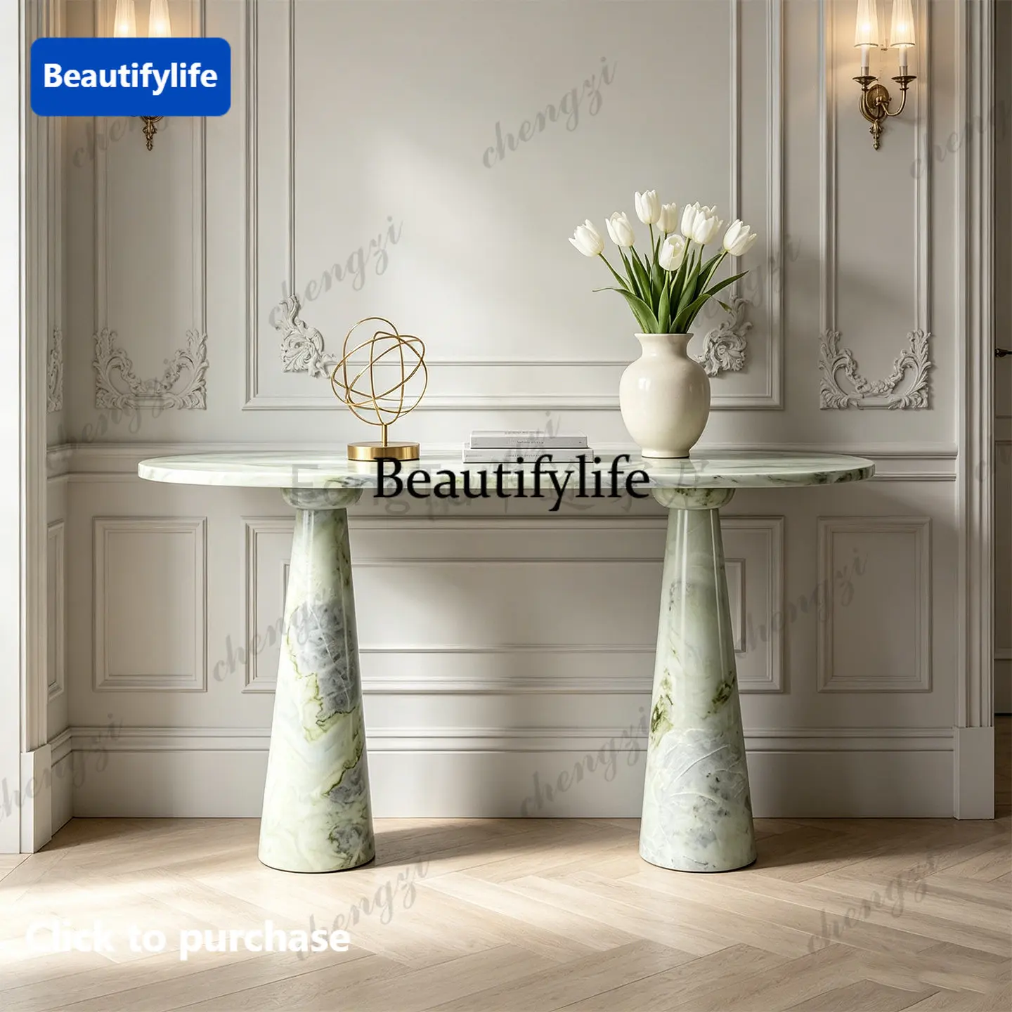 Italian light luxury high-grade natural marble entrance table designer aisle entrance table