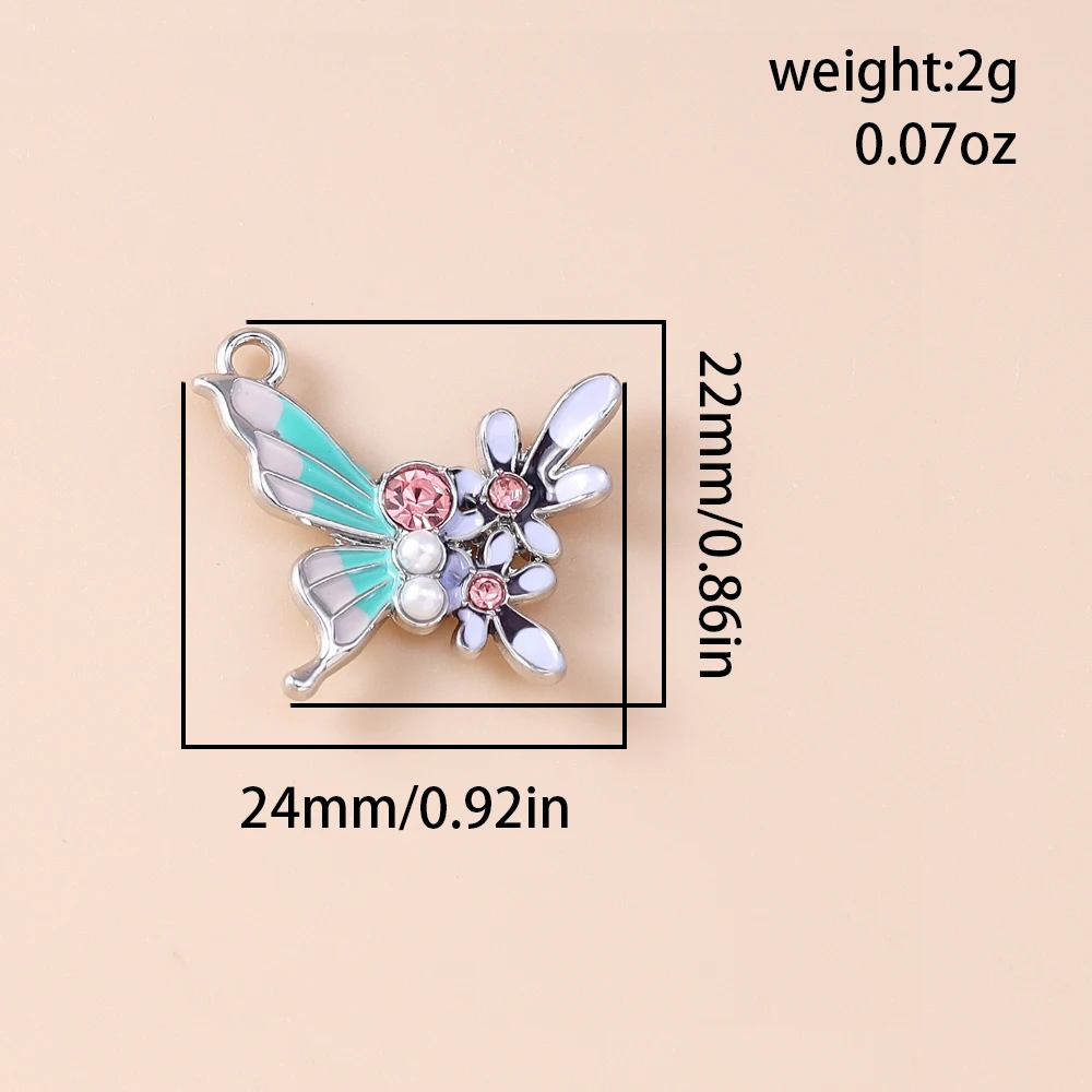 Leslie 5 Stück exquisite Charms, wunderschöne florale Schmetterlingsanhänger für Ohrringe, Halsketten, handgefertigte DIY-Schmuckherstellungszubehör – Detail 1