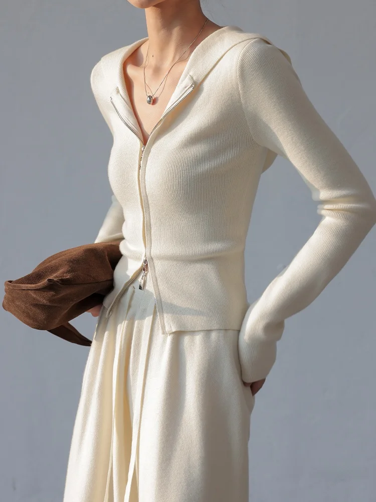 

JWUNIQUE женский модный комплект с капюшоном, повседневные длинные брюки, костюм из двух предметов, осень-зима, длинное волокно из полиэстера, молния