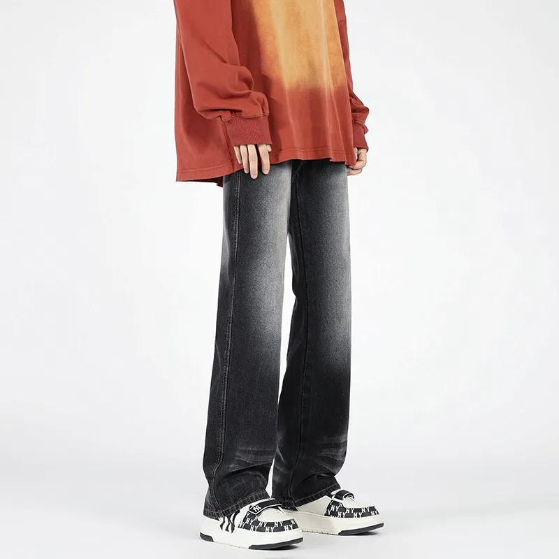 Flare Jeans for Men's Autumn and Winter New Heavy Water Wash Vintage Loose Straight Leg Versatile Wide Leg Pants men jeans