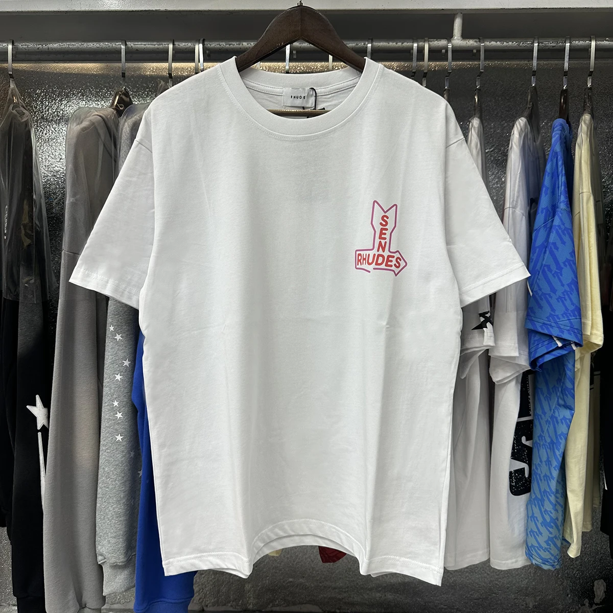Arrow Logo Print RHUDE Print T Shirt Summer Men Women High Quality Loose Short Sleeve Tee Tops
