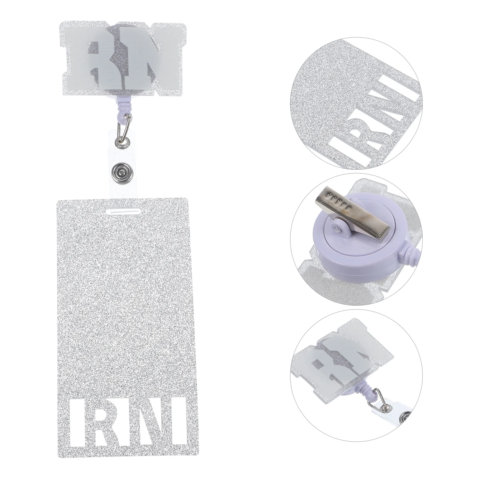 

Glitter Acrylic Badge Holder Vertical Retractable Clip for Nurses Teachers Students Id Card Display Nurse Badge Accessory