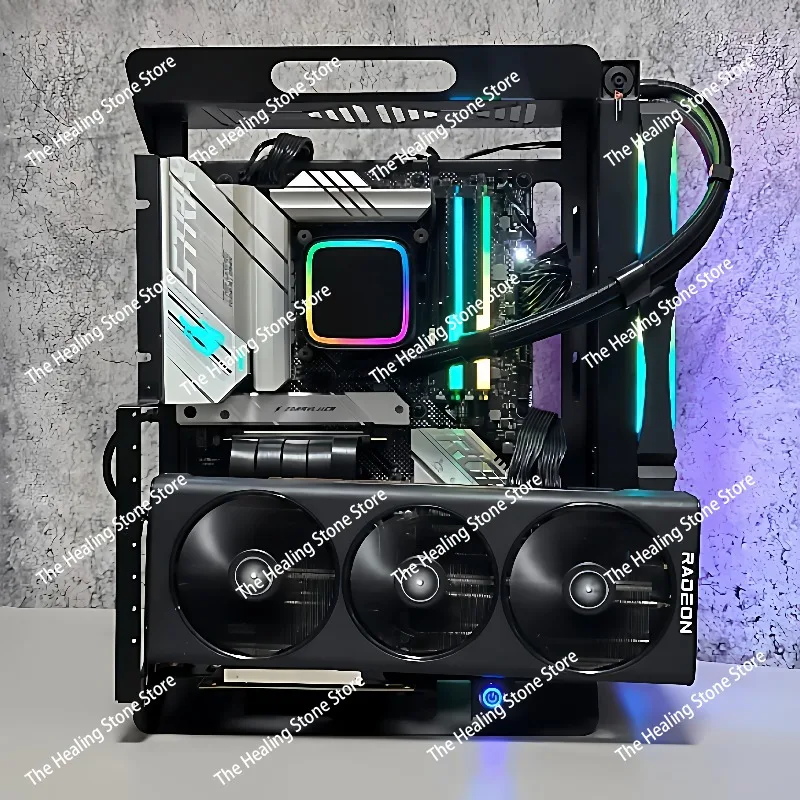 Picture 4: Open chassis atx/matx computer chassis rack desktop itx creative graphics card vertical plug DIY small chassis