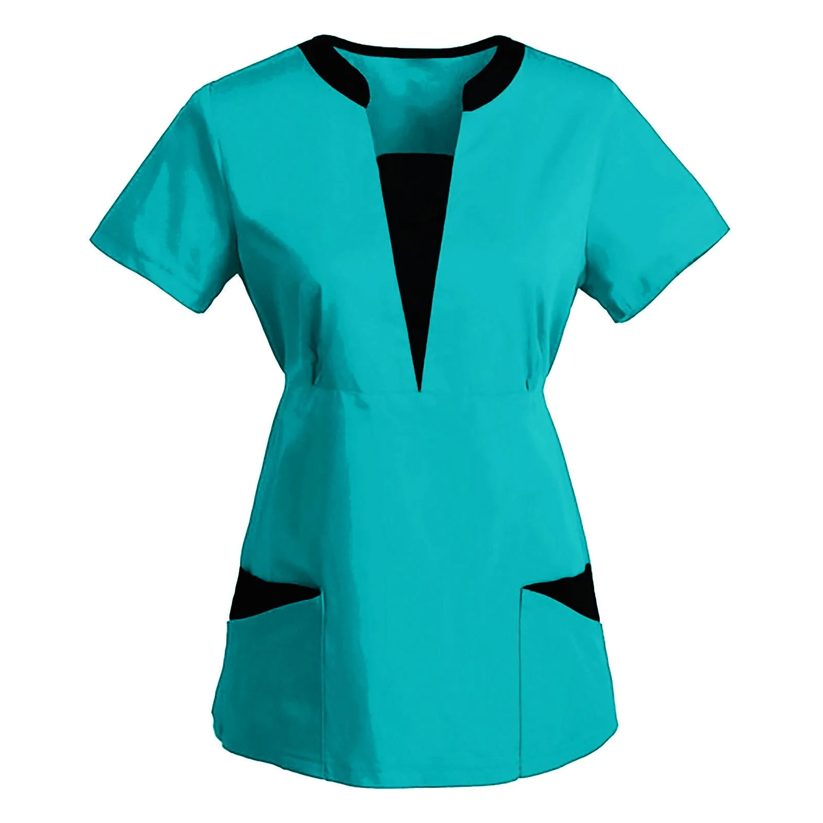 Koreanische Version SPA Uniformen Frauen Schönheit Salon Scrubs Tops Slim Fit Healthcare Tunika Kurzarm Patchwork Blusen Großhandel