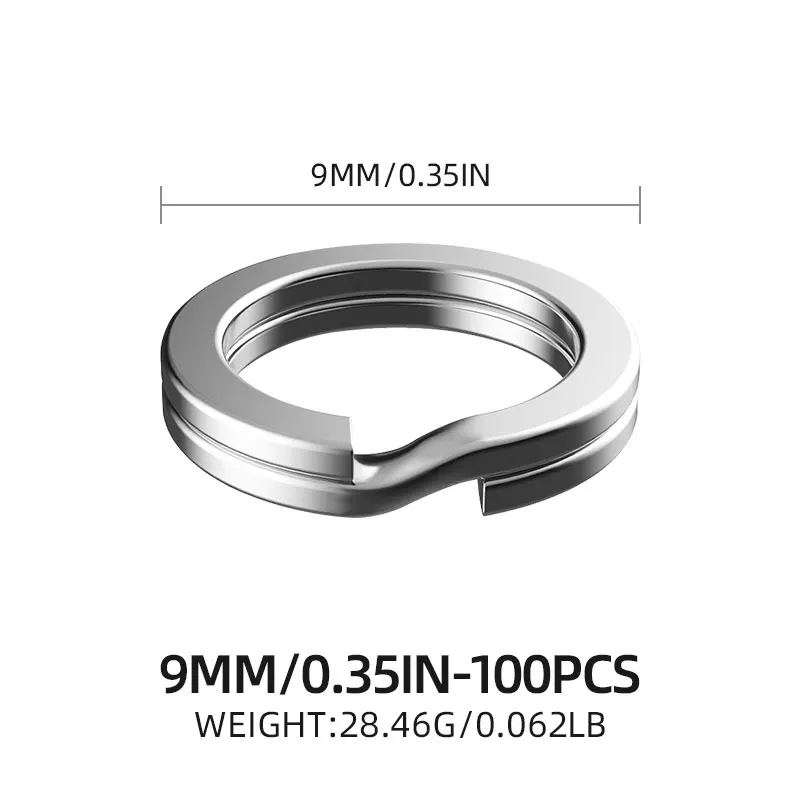 ShareShark 100 Stück/Beutel Edelstahl Doppelring-Angelwirbel Hochwertige Verstärkte Doppelring-Rundverbinder