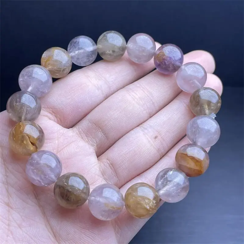 12MM Natural Fanta Quartz Auralite Bracelet Wholesale Design Stretch Polychrome Handmade Beads Healing Women Jewelry Gift 1pcs