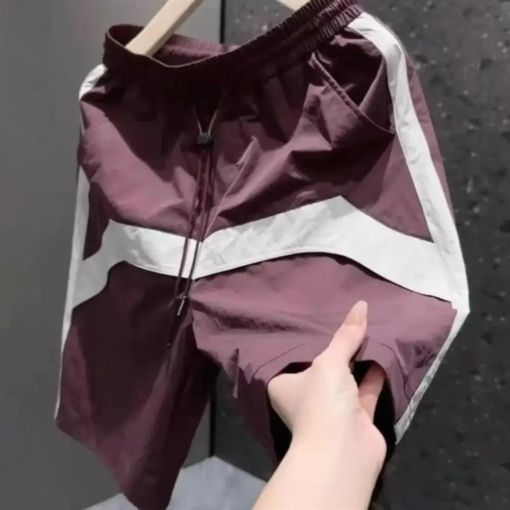 

Summer 2025 Men's Casual Loose Fit Four-Five Inch orts Qui Dry Beach Pants American Sle Color Blo Straight Leg Trousers