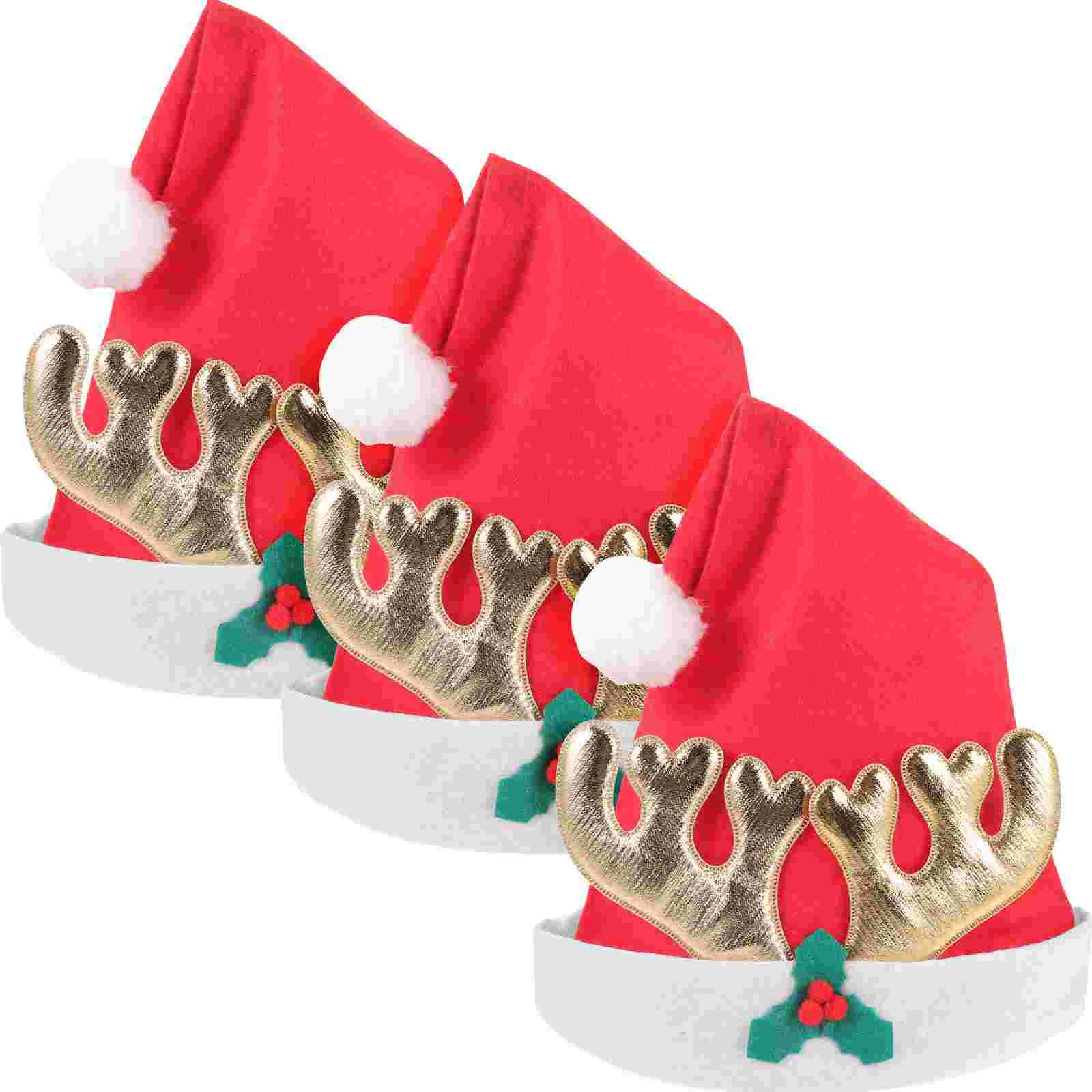 3pcs Plush Christmas Hats Classical Christmas Hat Prop Christmas Party Costume Hat santa hat christmas tree topper