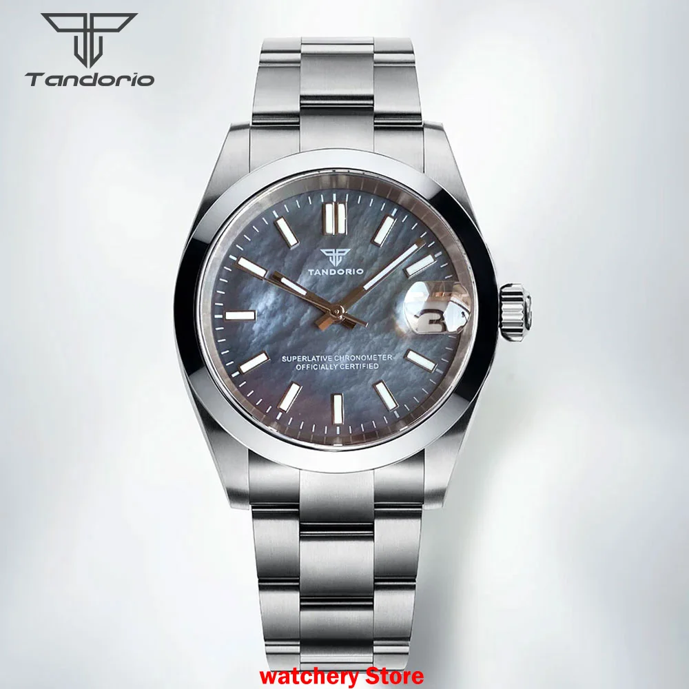 Tandorio Mechanical Watches Mother of Pearl Dial Sapphire Glass NH35 Movement For Datejust Style 200m Waterproof Men's Watches
