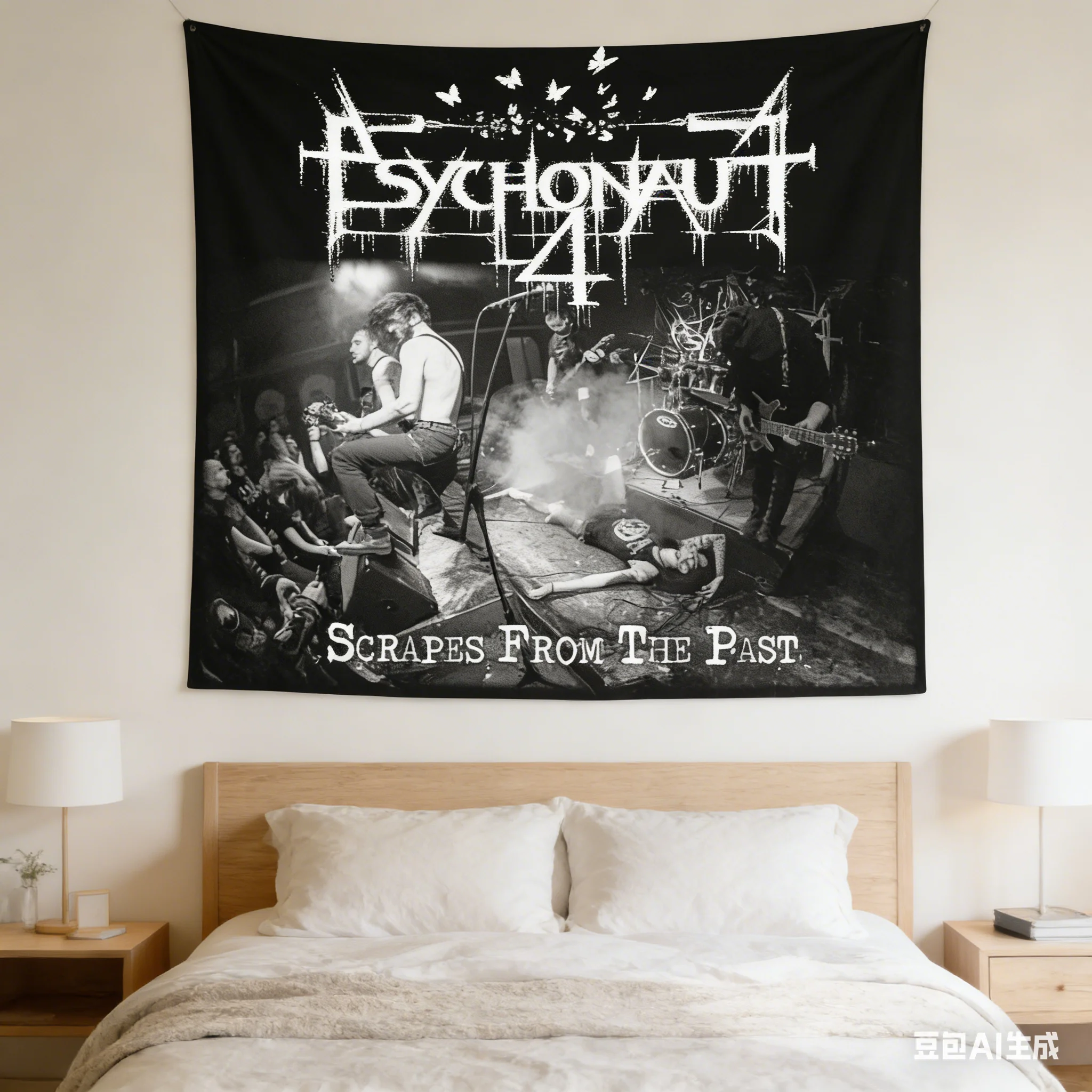 Psychonaut 4 Black Metal Tapestry Multiple Sizes Digital Print DSBM Depressive Music Polyester Bedroom Dorm Living Room Musician