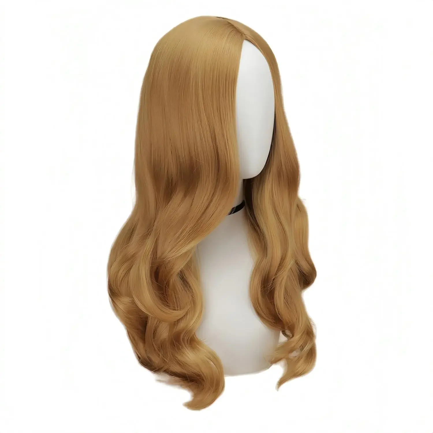 طويل متموج ميغان براون شعر مستعار الاصطناعية الشعر تأثيري براون شقراء زي هالوين حزب الباروكات مقاومة للحرارة