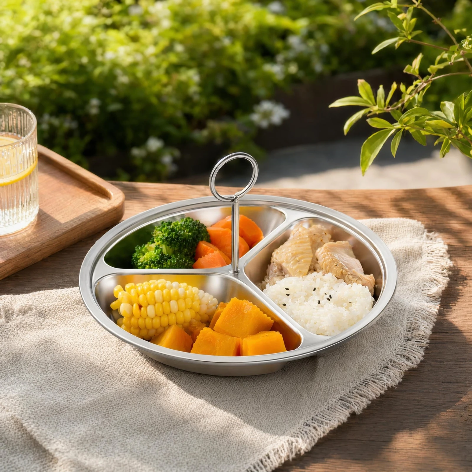 Stainless Steel Steaming Dish Heat-Conductive Divided Steaming Tray Divided Steamer Tray Food-Grade Rust-Resistant