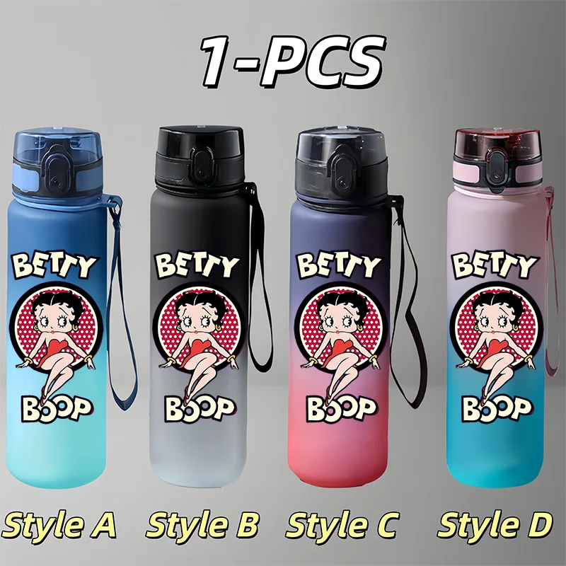 Betty Boop Cartoon 650ml Gradient Sports Water Bottle, Outdoor Portable Cup, Gifts for Vacations and Festivals view 4