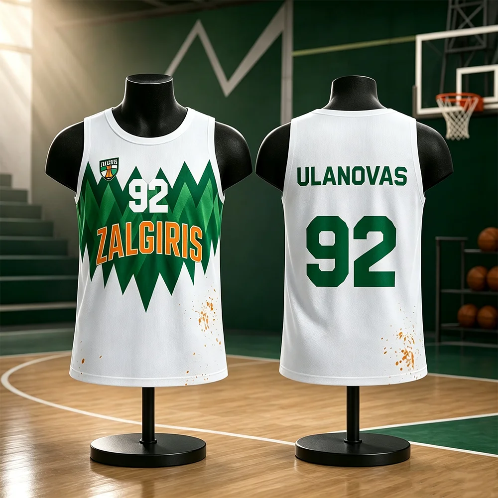 Litauen Unisex Žalgiris Kaunas Basketball-Trikot Weste Schnelltrocknende Sport-Trainingsweste für Kinder Spezielle Spieltag-Ausrüstung – Detail 8